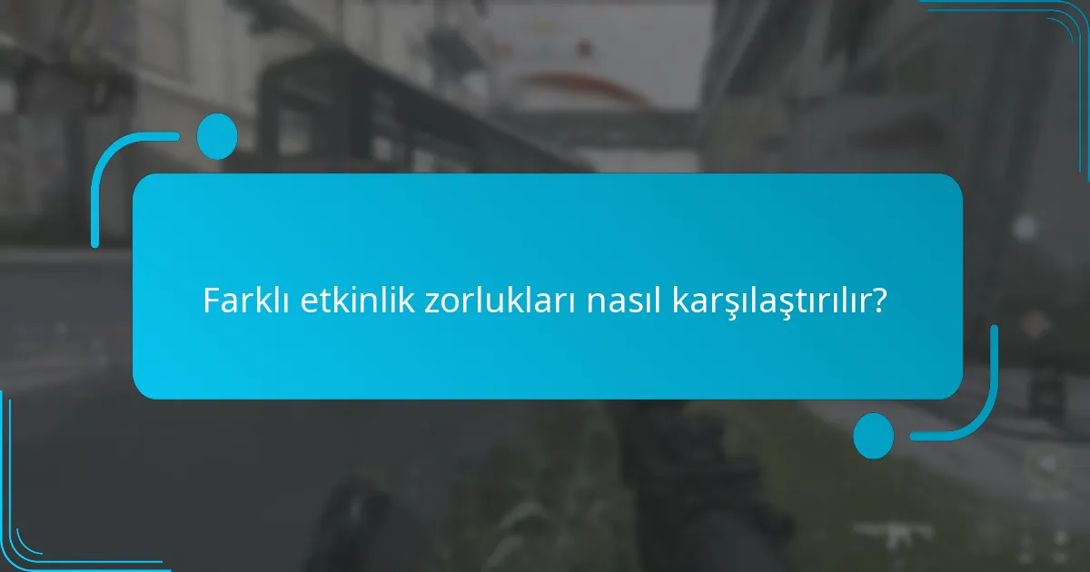 Farklı etkinlik zorlukları nasıl karşılaştırılır?
