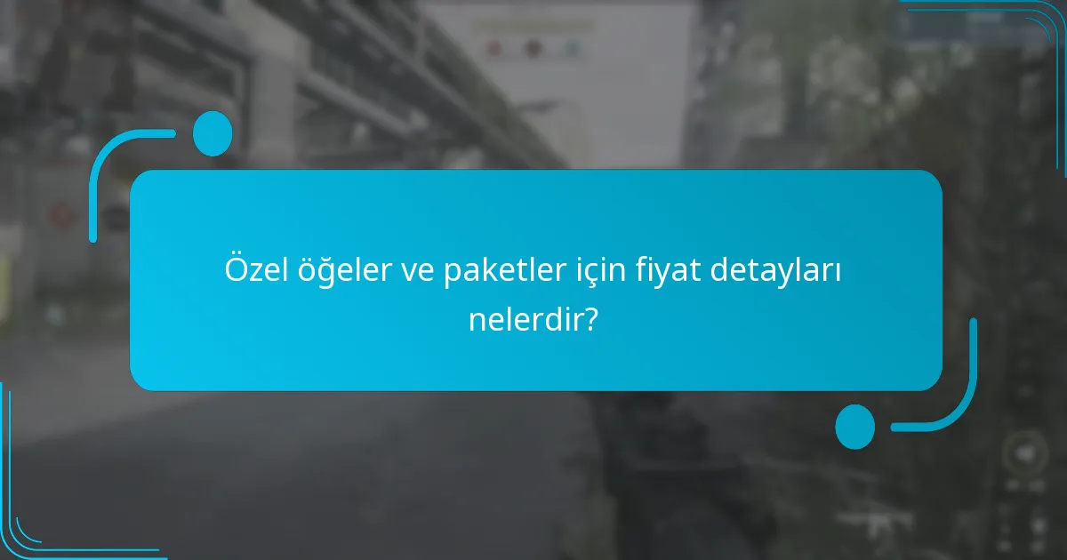 Özel öğeler ve paketler için fiyat detayları nelerdir?